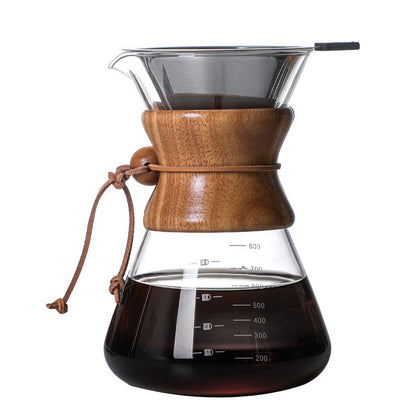 Wooden coffee maker with glass carafe on a white background Shop now shipping free