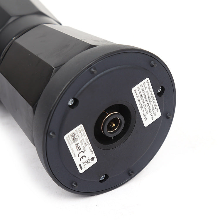 Close-up of a cylindrical object with a central socket and labels on a white background Shop now