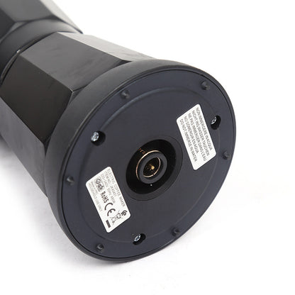 Close-up of a cylindrical object with a central socket and labels on a white background Shop now