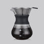 Coffee brewing device with glass carafe and metal filter on a gray  shop now  free shipping 