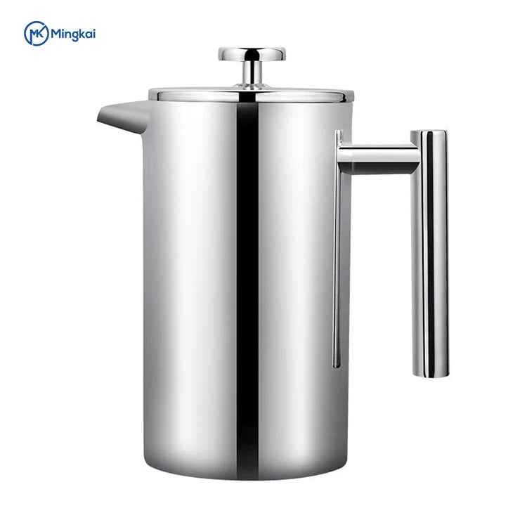 Custom French Press Coffee Maker With Stainless Steel Filter System Handcrafted Coffee for Home Kitchen Use Metal Press With Lid