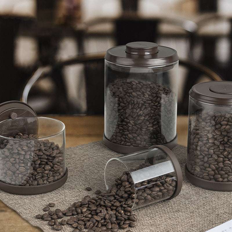 High Borosilicate Glass Coffee Jar with Exhaust Valve Moisture-proof Sealed Jar