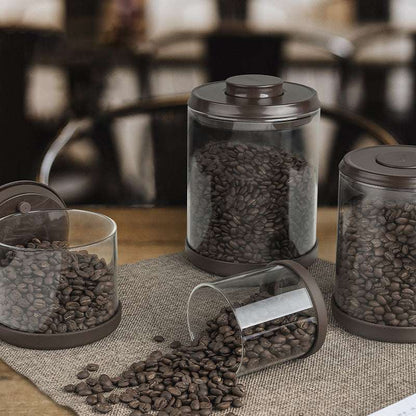High Borosilicate Glass Coffee Jar with Exhaust Valve Moisture-proof Sealed Jar