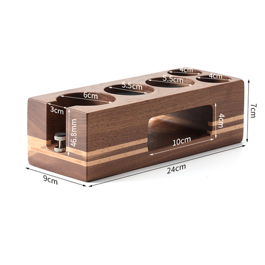 Natural Walnut Coffee Tamping Station and Portafilter Holder for Baristas