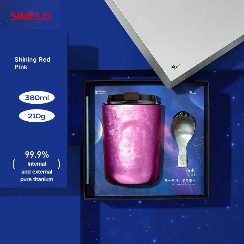 SIMELO 380ML Pure Titanium Coffee Cup Gift Box Packaging Inner and Outer Pure Titanium Insulated Coffee Cup Thermos Water Bottle