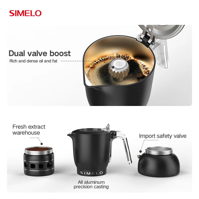SIMELO 170ml Aluminum Stovetop Espresso Maker - 4 Cup Moka Pot Coffee Brewer for Home