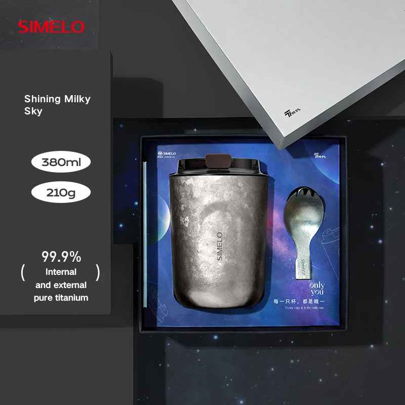 SIMELO 380ML Pure Titanium Coffee Cup Gift Box Packaging Inner and Outer Pure Titanium Insulated Coffee Cup Thermos Water Bottle