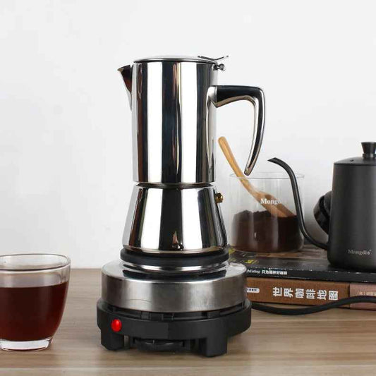 200ML 300ML Portable Italian Espresso Filter Coffee Maker Leak-Proof Spout Double-Layer Thickened 304 Stainless Steel Moka Pot