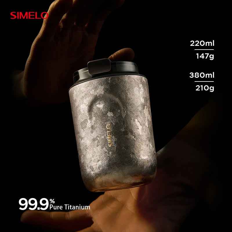 SIMELO 380ML Pure Titanium Coffee Cup Gift Box Packaging Inner and Outer Pure Titanium Insulated Coffee Cup Thermos Water Bottle