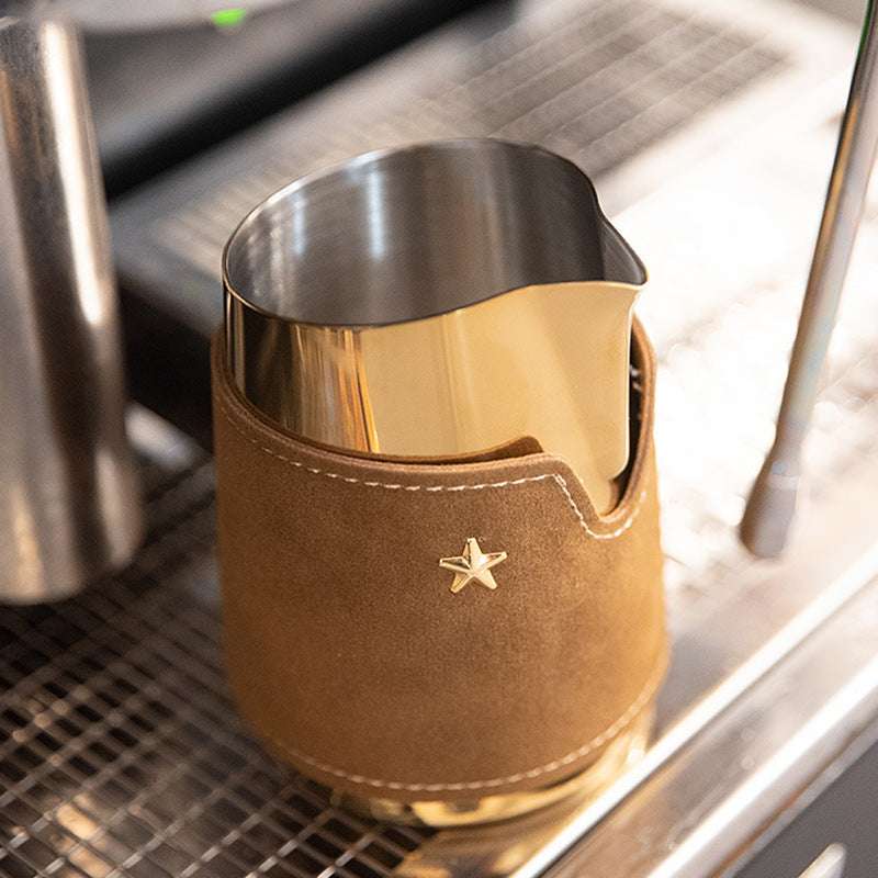 Leather Sleeve Milk Pitcher | Frothing Jug with Handle Free shipping!