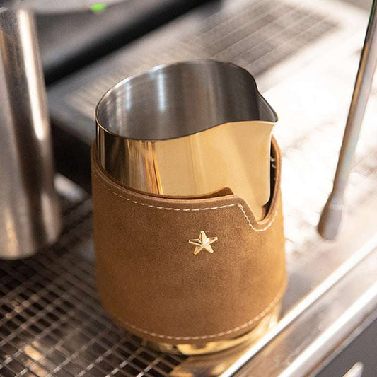 Leather Sleeve Milk Pitcher | Frothing Jug with Handle Free shipping!