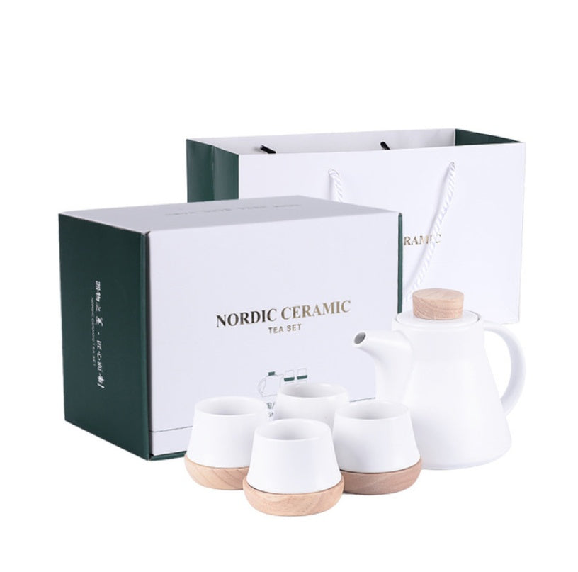 Nordic ceramic tea set with teapot and cups