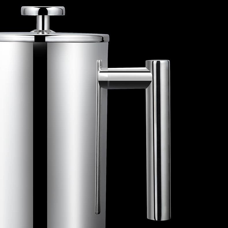 Stainless steel French press coffee maker on a black background Shp now free shipping