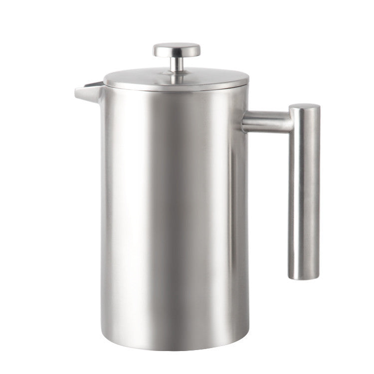 Stainless steel French press on a white background - free shipping