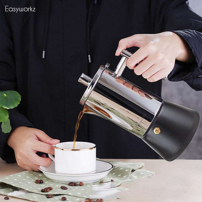 Teflon Mocha Pot Italian Household Coffee Pot Induction Cooker Coffee Making Machine shop now