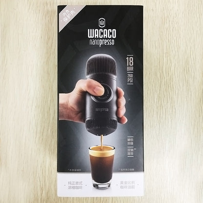 Wacaco Nanopresso packaging on a wooden surface