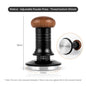 Walnut Handle Adjustable Coffees Tamper front view, 51mm, black and silver, for perfect espresso tamping.