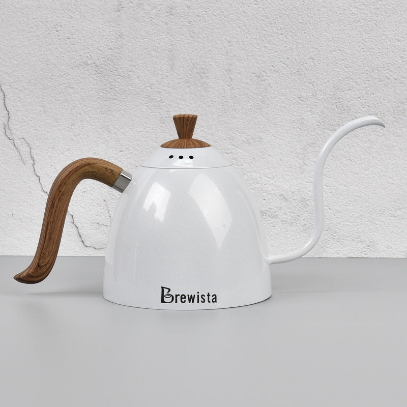 White Brewista kettle with wooden handle and spout on a light gray background Shop now! Shipping free