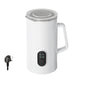 White automatic milk frother with cappuccino and latte, perfect for home use. Shipping free