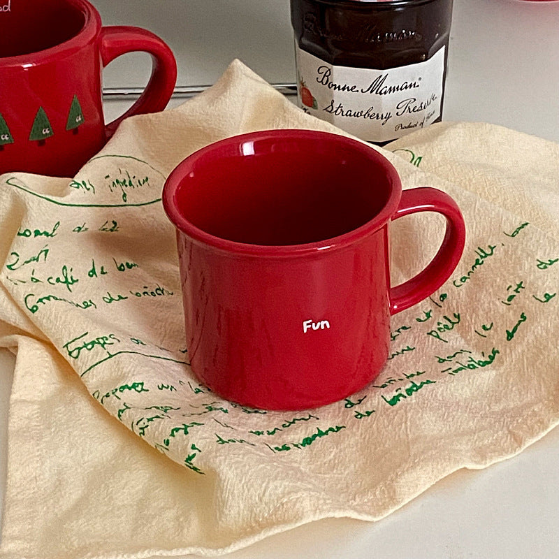 New Year Christmas Red Turn-over Ceramic Mug