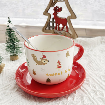 Christmas Gift Ceramic Coffee Cup Plate