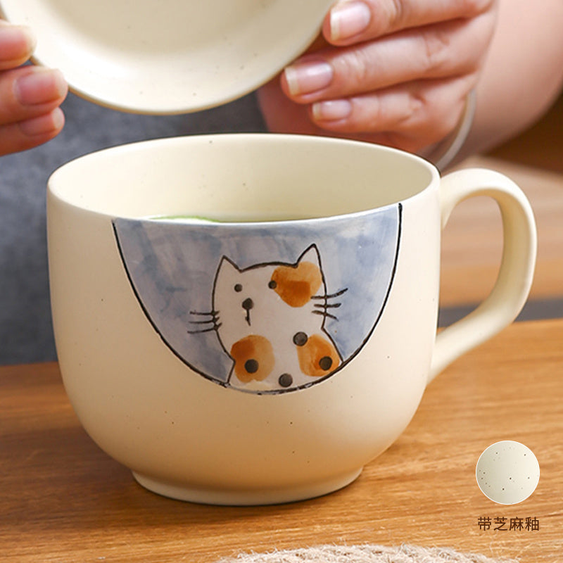 Ceramic Cup Gift Set with Lid, Large Capacity and Spoon Set in Gift Box