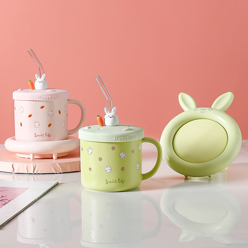 55 Degree Warm Cup Creative Ceramic Mug With Lid Insulation