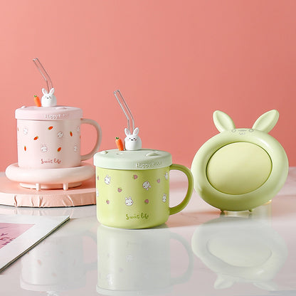 55 Degree Warm Cup Creative Ceramic Mug With Lid Insulation