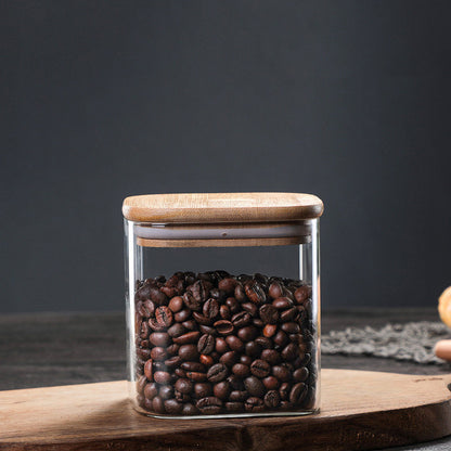 Square Glass Storage Jar - Airtight Transparent Glass Jar for Kitchen Organization
