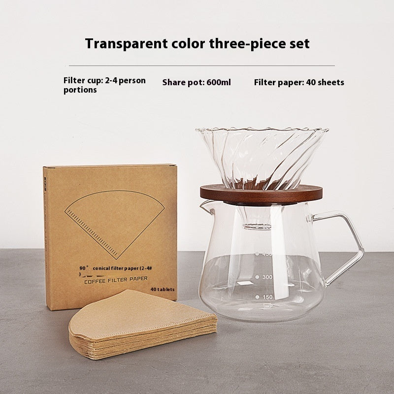 Handmade Coffee Dripper with Borosilicate Glass Filter Cup Set