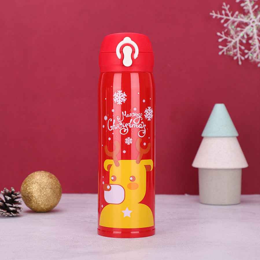 Stainless Steel Christmas Mug Cartoon Snowman Bouncing Cover Water Cup