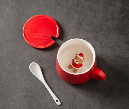Cute Cartoon Ceramic Christmas Mug Cow Coffee Cup