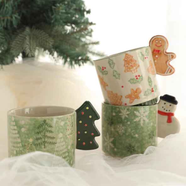 Cinnamon-flavored Christmas Hand-painted Gingerbread Man Ceramic Mug