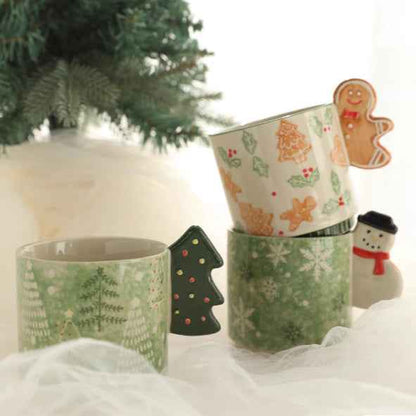 Cinnamon-flavored Christmas Hand-painted Gingerbread Man Ceramic Mug