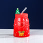Christmas Ceramic Cup With Lid And Straw Large Capacity Mug