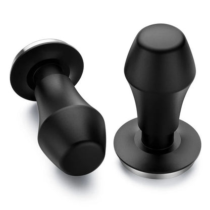 53mm threaded espresso tamper, ripple base coffee press, professional barista tool, black tampers with mat. (For social platforms: #ThreadedTamper #EspressoTools #HomeBarista #RippleBase #CoffeeGadgets)