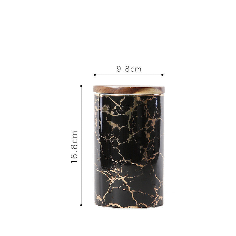 Ceramic Coffee Beans Storage Box - Stylish Marble Grain Design for Functional Organization