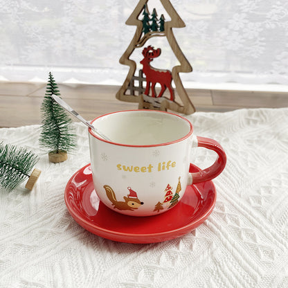 Christmas Gift Ceramic Coffee Cup Plate