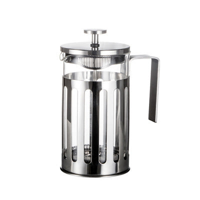Hand Press Stainless Steel French Coffee Pot for Effortless Home Brewing