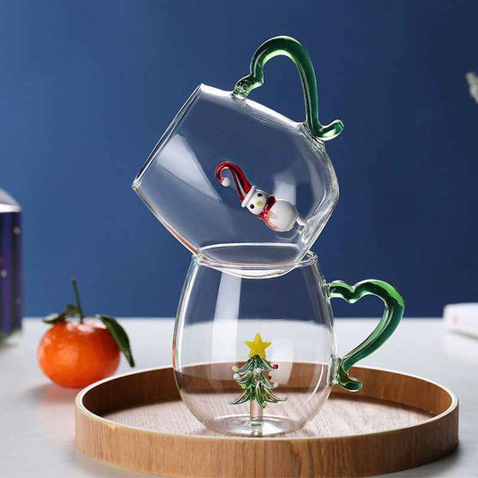 Creative Christmas Fashion Snowman Tree Glass Cup