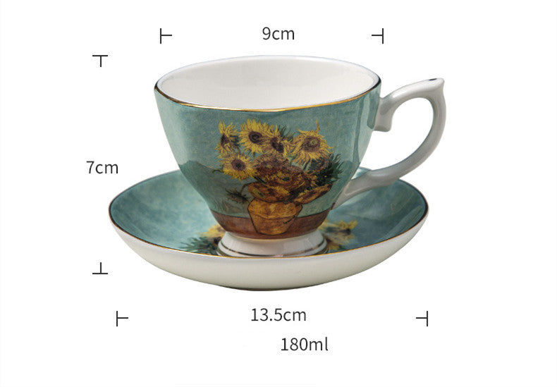 Van Gogh Coffee Cup Gift Box – Elegant Bone China Mug for Home Use