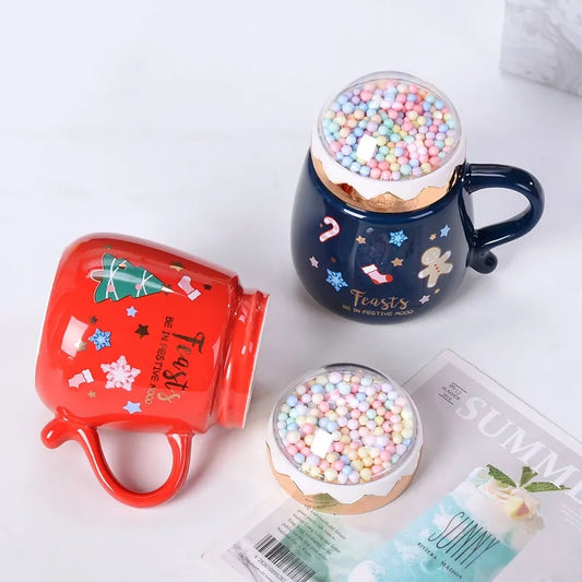 Christmas Mug Set with Lid and Spoon