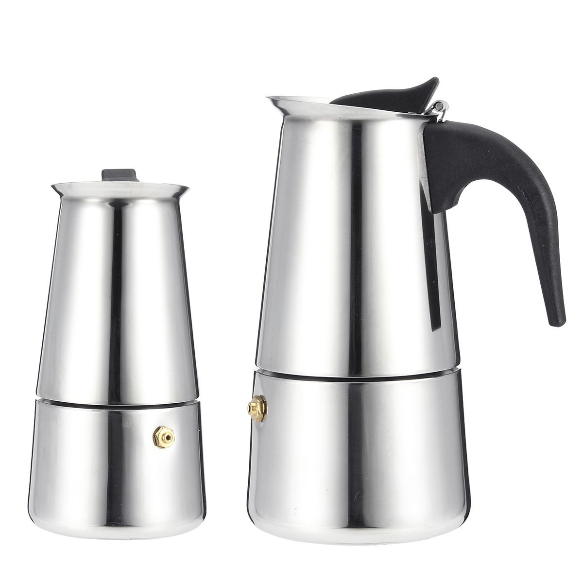 Stainless Steel Moka Pot Coffee Maker with Compact Electric Stove for Perfect Brews