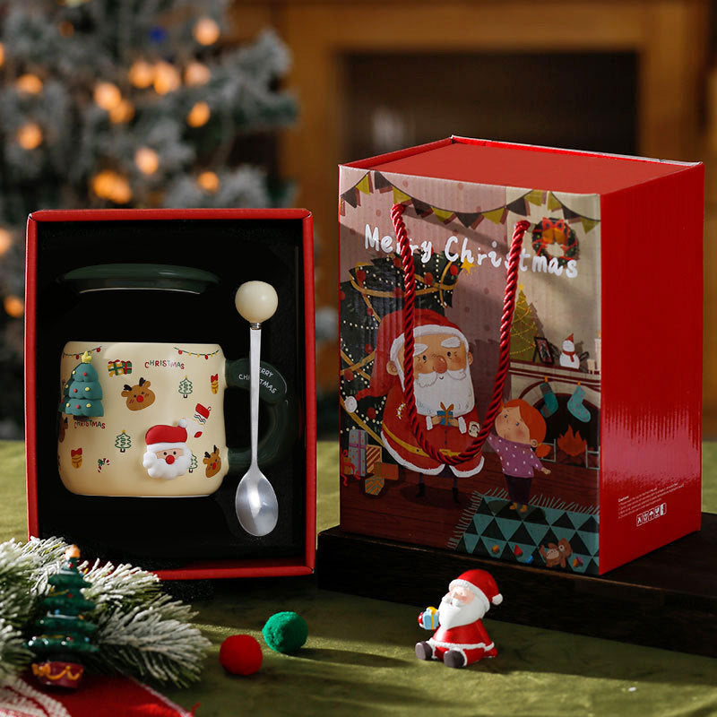 Good-looking Ceramic With Cover Spoon Hand Gift Couple Coffee Cup