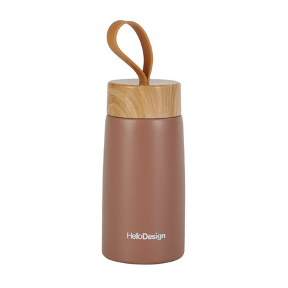 Stylish Mini Travel Mug with Wood Grain Lid - On-the-Go Convenience - 280ml HeloDesign