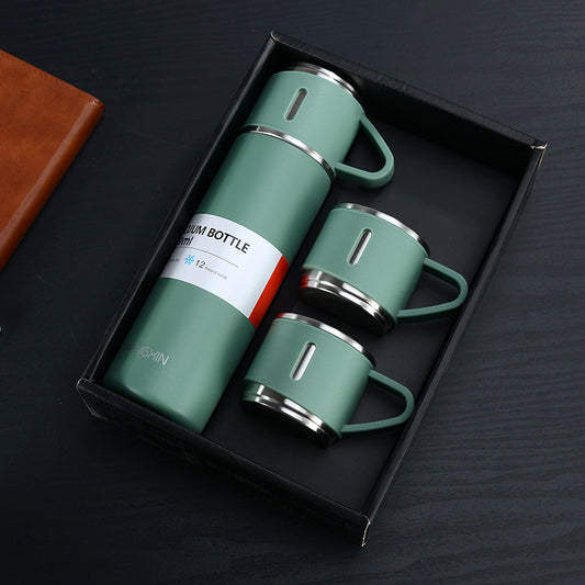Travel Coffee Insulated Thermos with Cup - Hot & Cold Beverage Companion