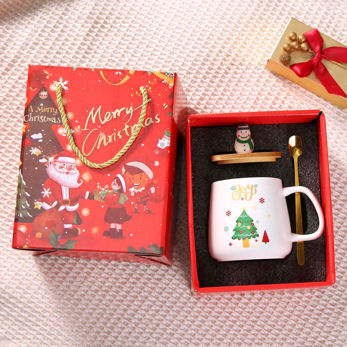 With Cover Spoon Santa Claus Gift Christmas Ceramic Cup Set