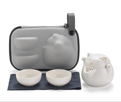 Tea Set Portable - Pot And Two Cups Outdoor Storage Bag