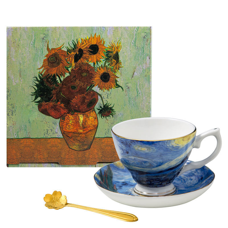 Van Gogh Coffee Cup Gift Box – Elegant Bone China Mug for Home Use