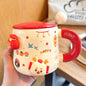 Good-looking Ceramic With Cover Spoon Hand Gift Couple Coffee Cup
